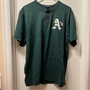 Vintage Oakland A’s Henley Shirt Sz L GUC